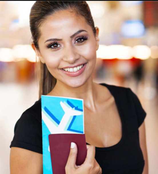 Smiling Student with Passport